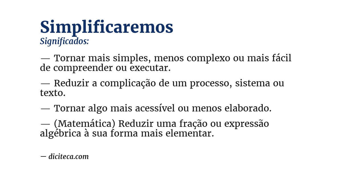 Significado de simplificaremos