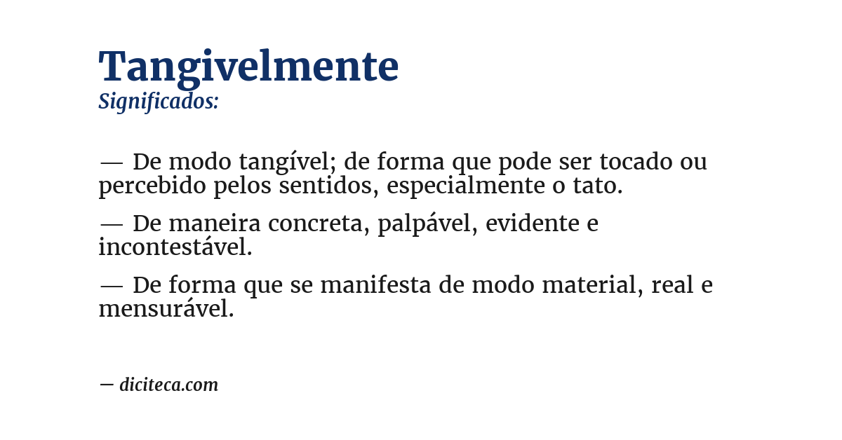 Significado de tangivelmente