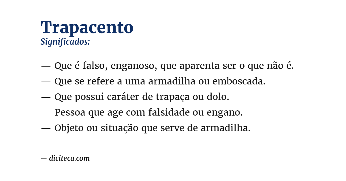Significado de trapacento