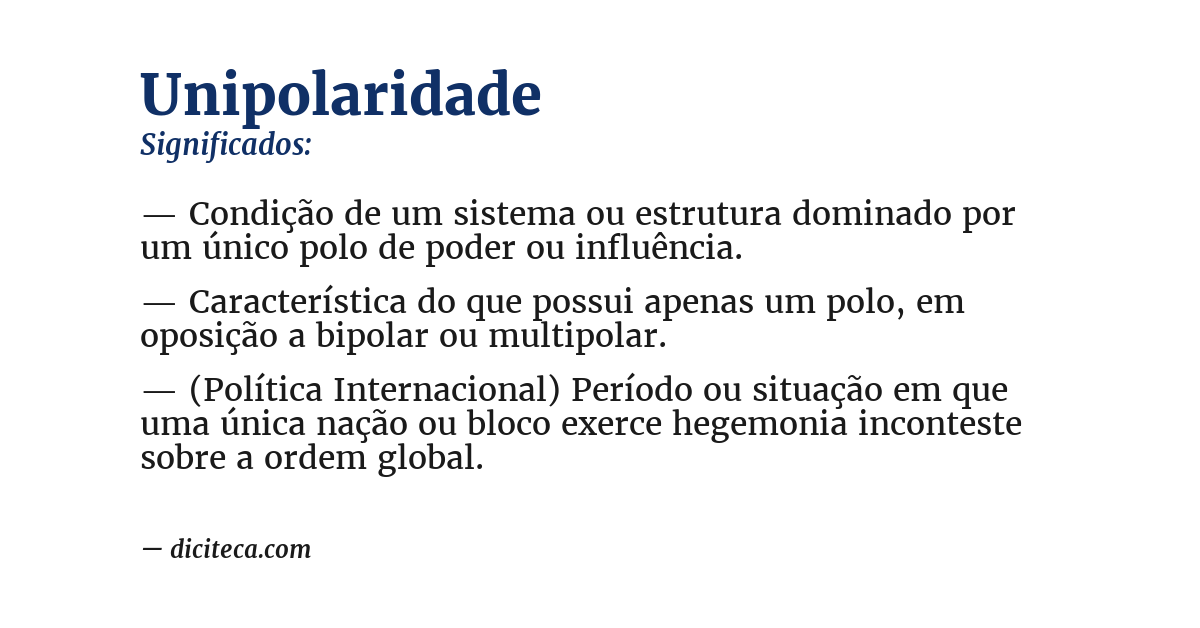 Significado de unipolaridade