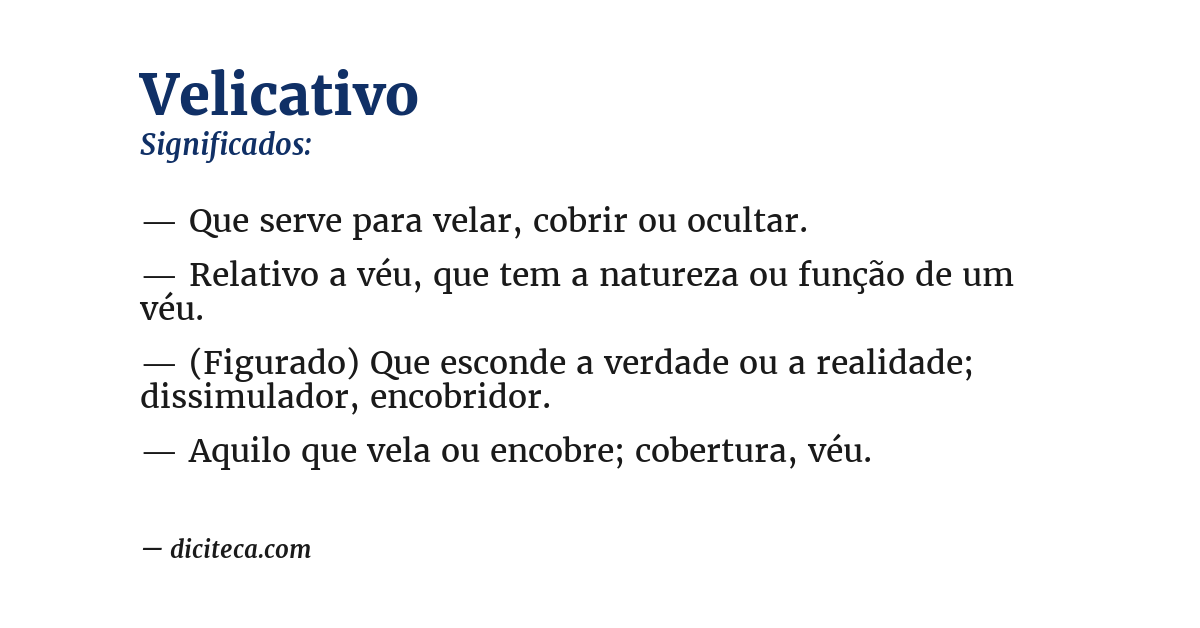 Significado de velicativo