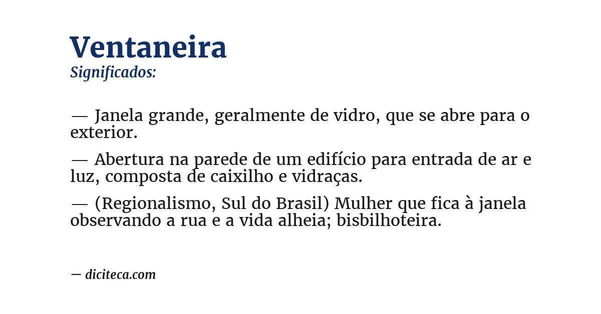 Significado de ventaneira