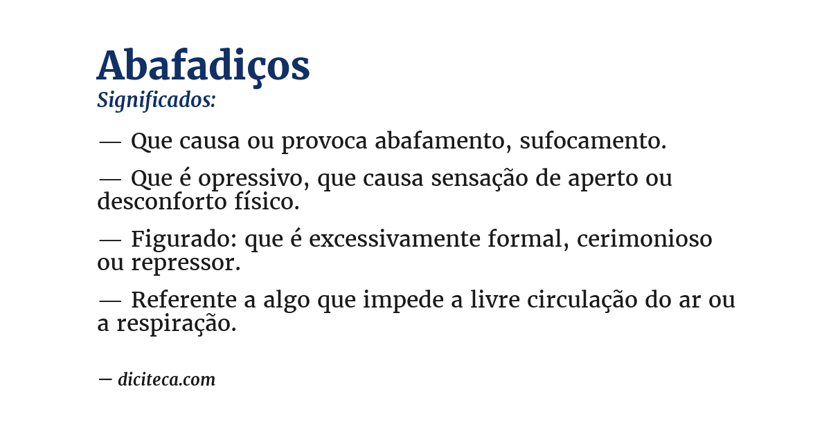 Significado de abafadiços