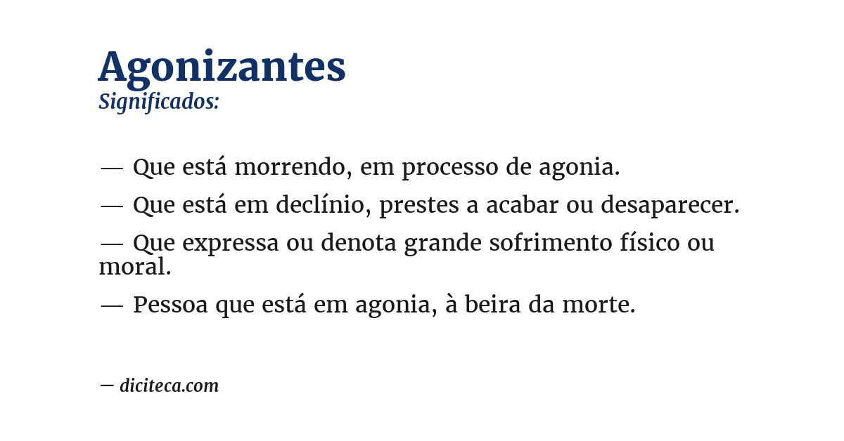 Significado de agonizantes