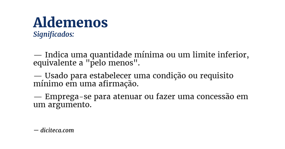 Significado de aldemenos
