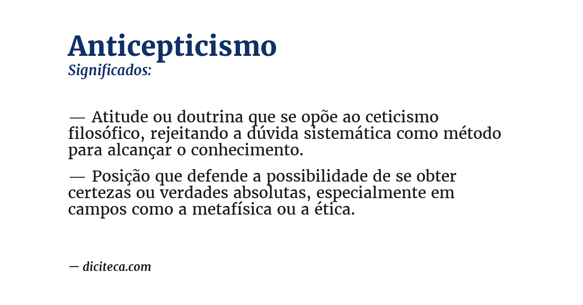 Significado de anticepticismo