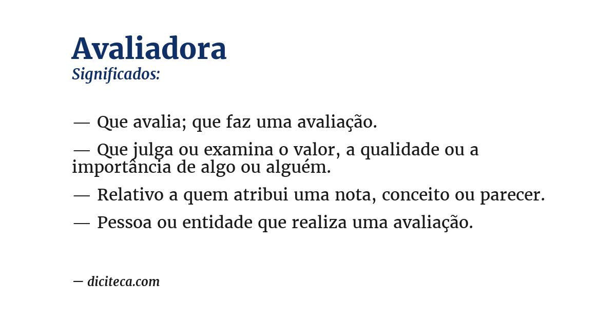 Significado de avaliadora
