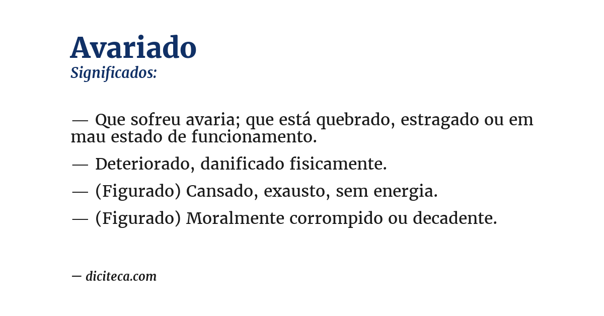 Significado de avariado
