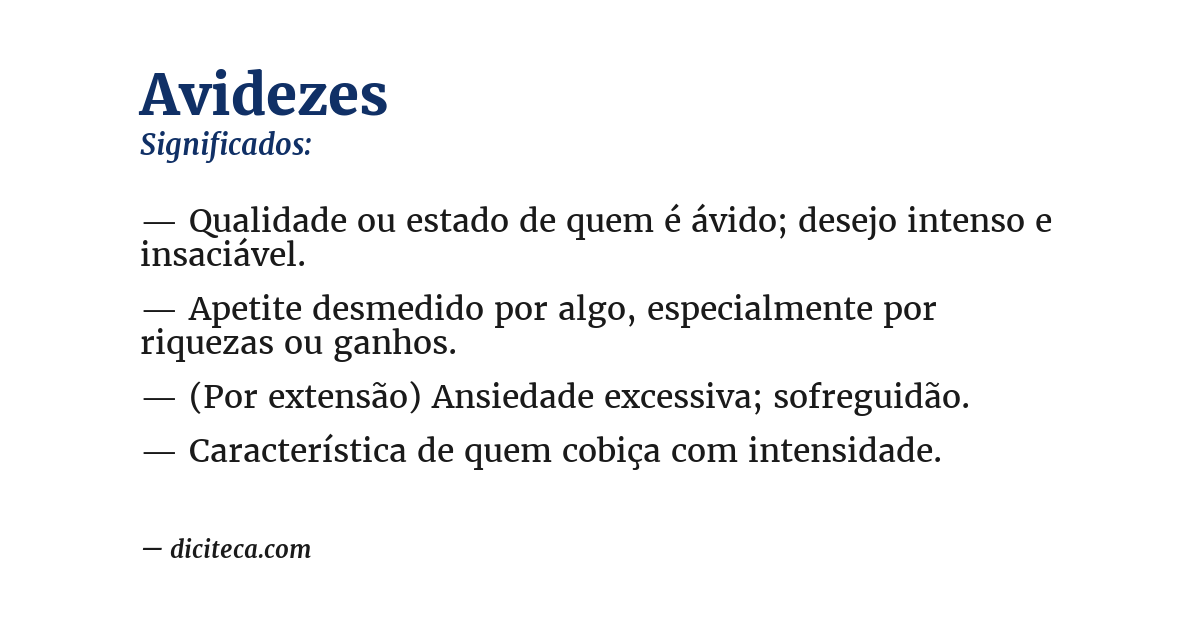 Significado de avidezes