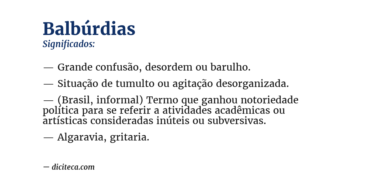 Significado de balbúrdias