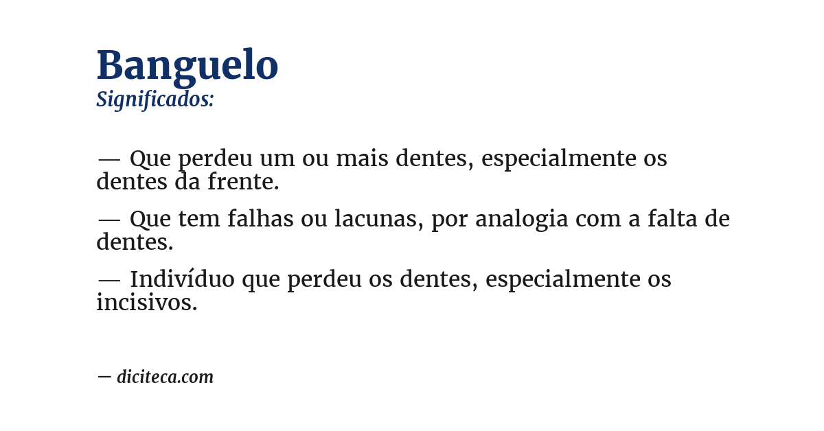 Significado de banguelo