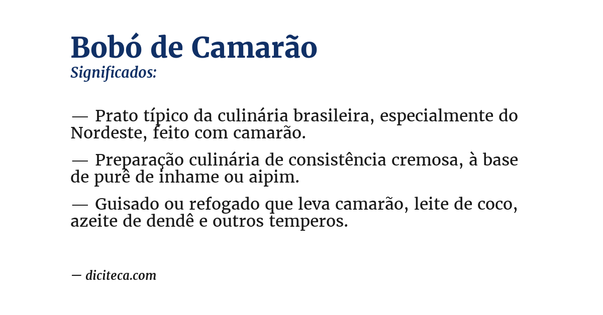 Significado de bobó de camarão