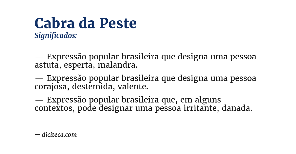 Significado de cabra da peste