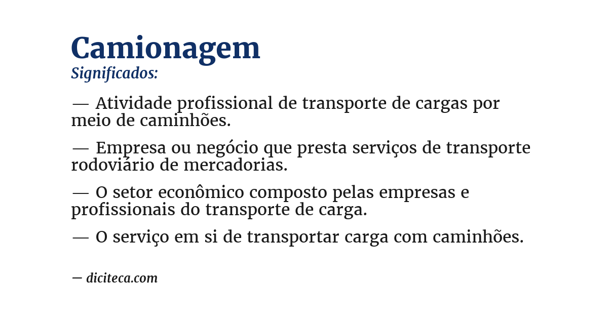 Significado de camionagem