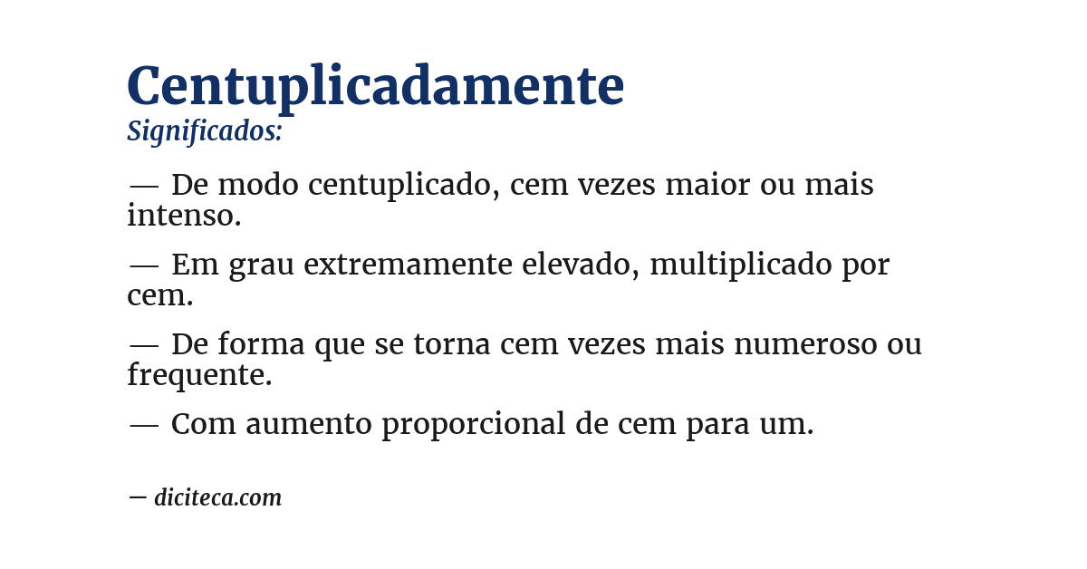 Significado de centuplicadamente