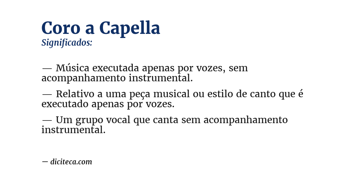 Significado de coro a capella