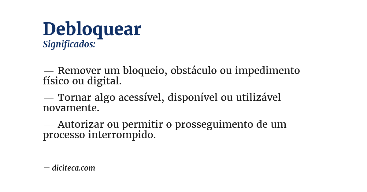 Significado de debloquear