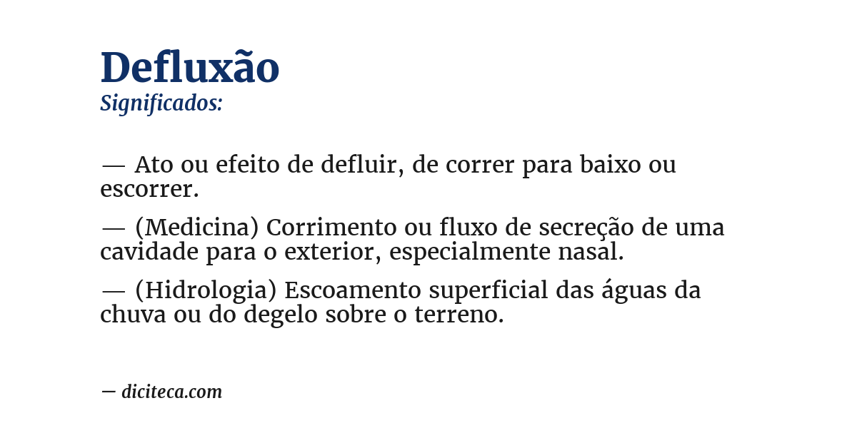 Significado de defluxão