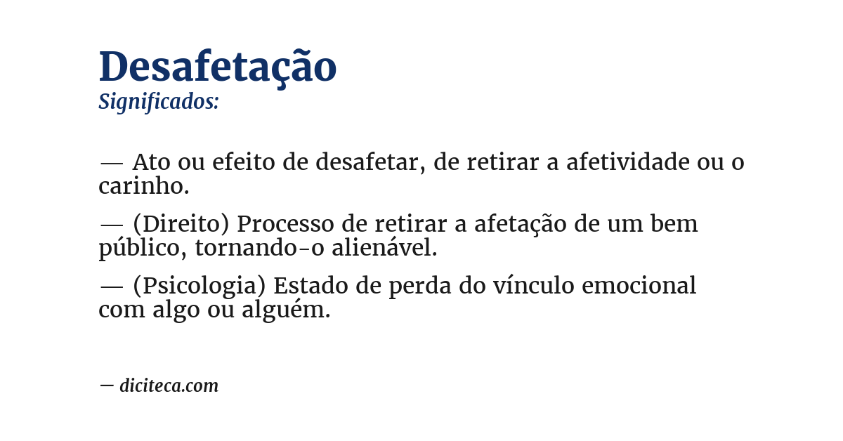 Significado de desafetação