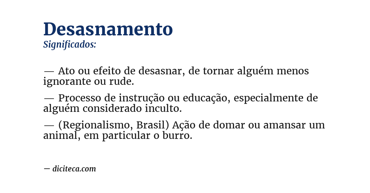 Significado de desasnamento