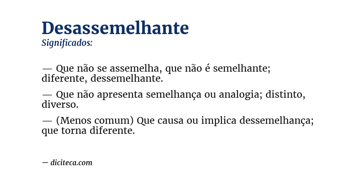 Significado de desassemelhante