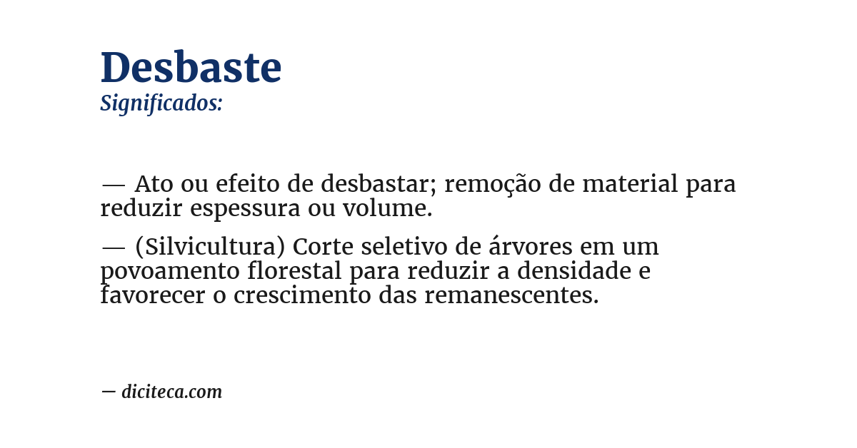 Significado de desbaste