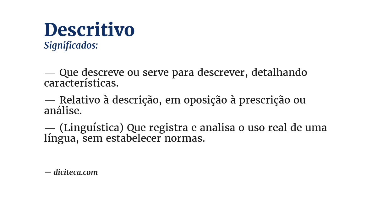 Significado de descritivo