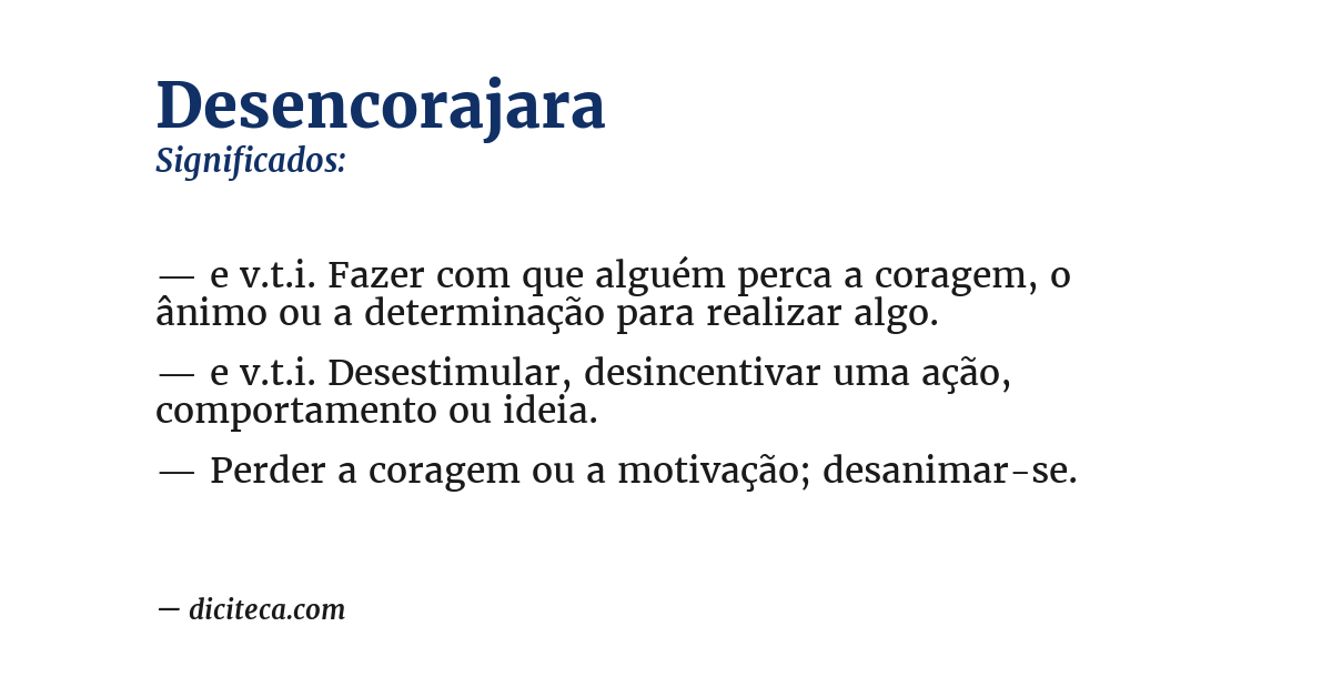 Significado de desencorajara