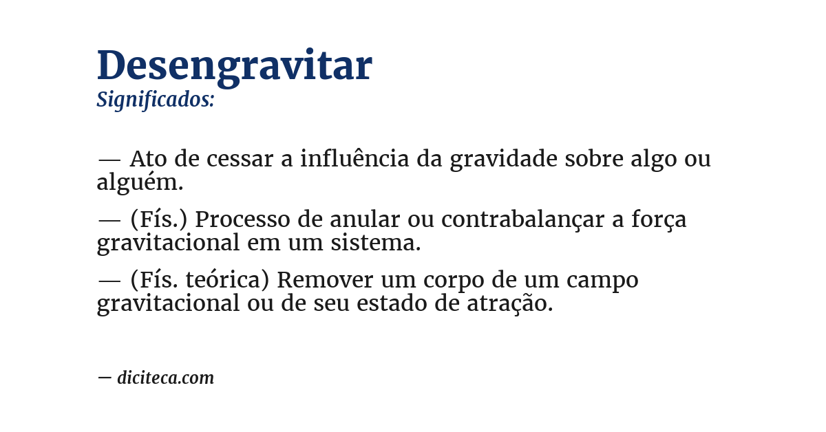 Significado de desengravitar