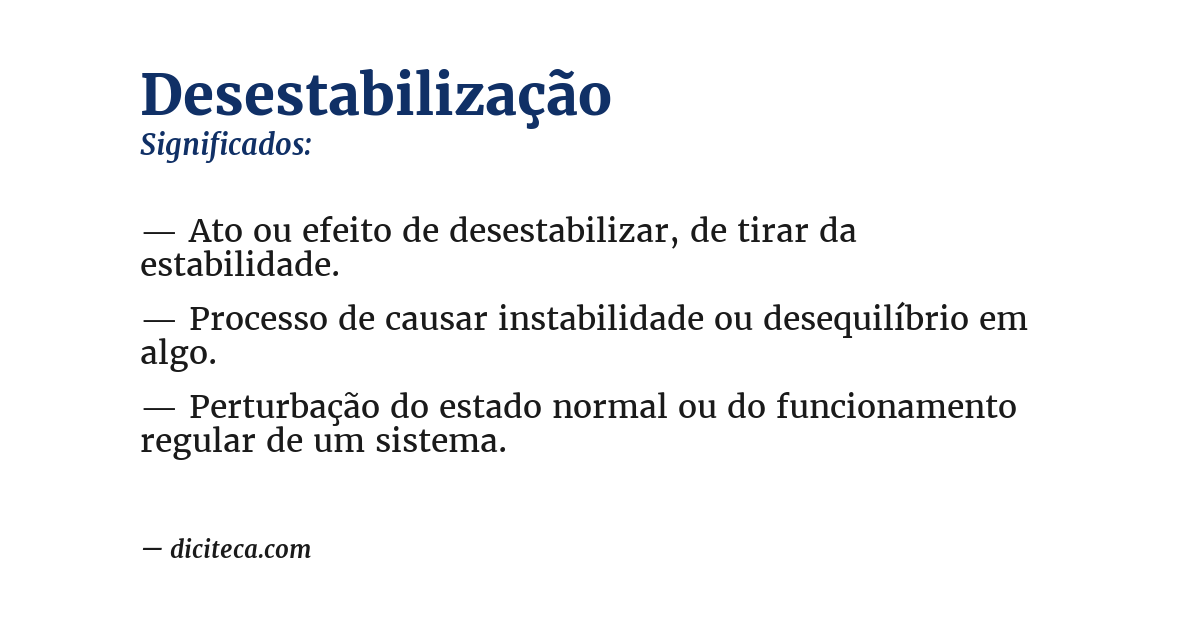 Significado de desestabilização