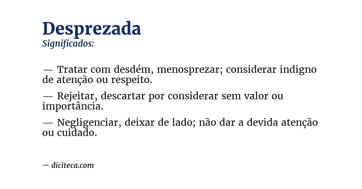 Significado de desprezada