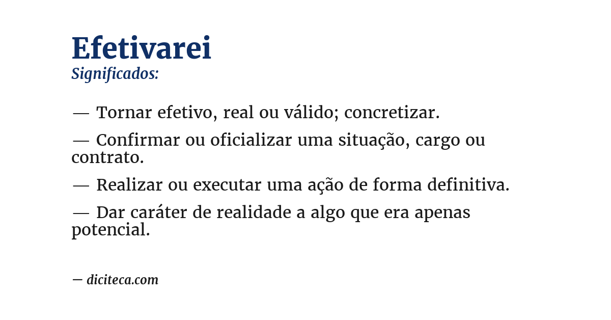 Significado de efetivarei
