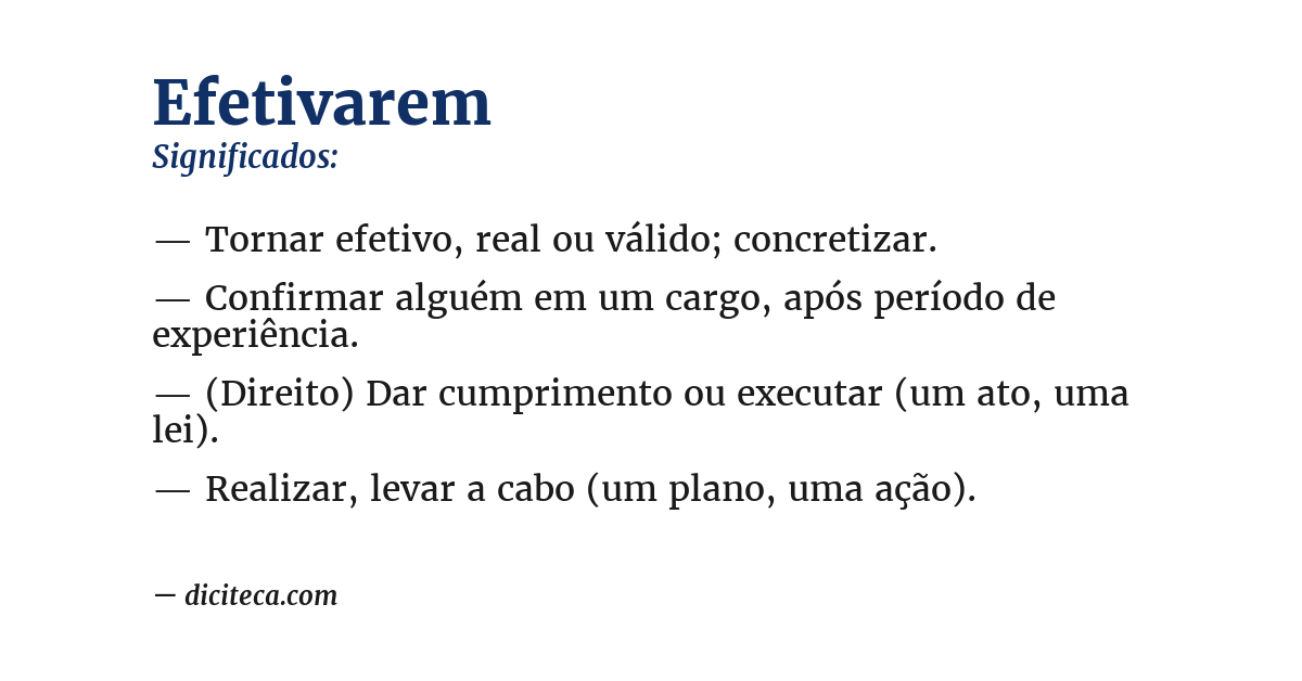 Significado de efetivarem