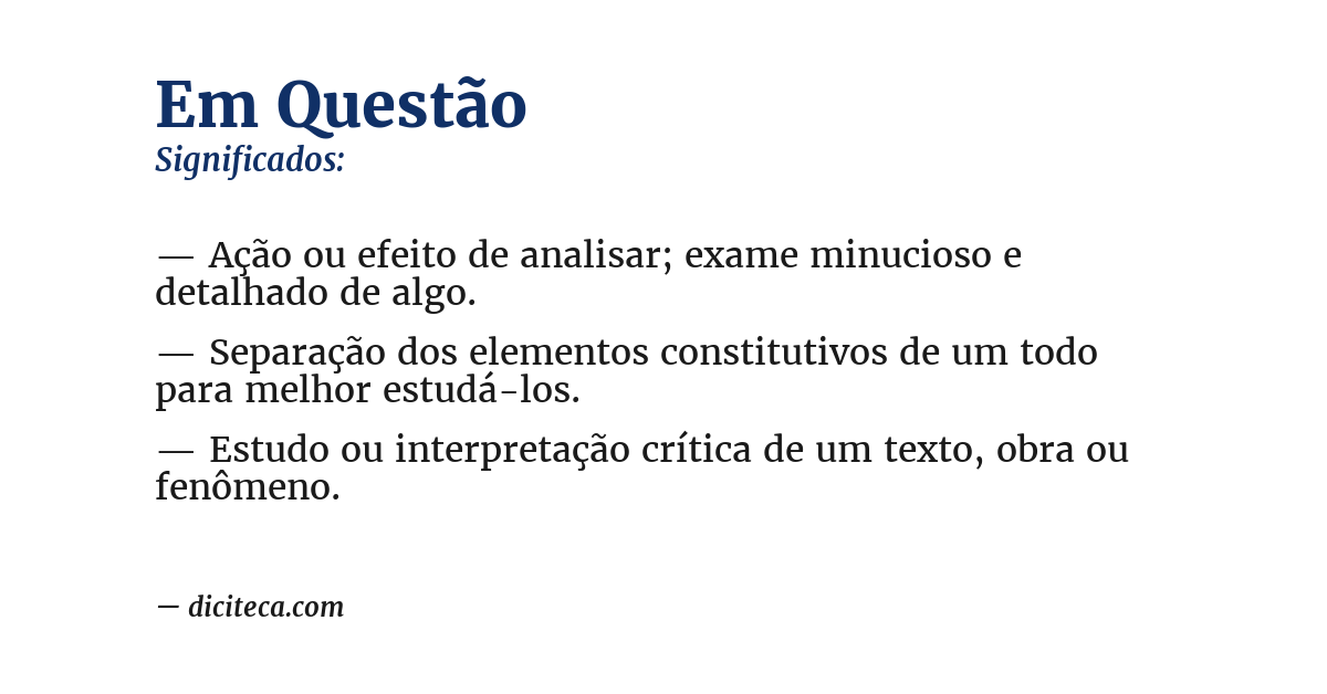 Significado de em questão
