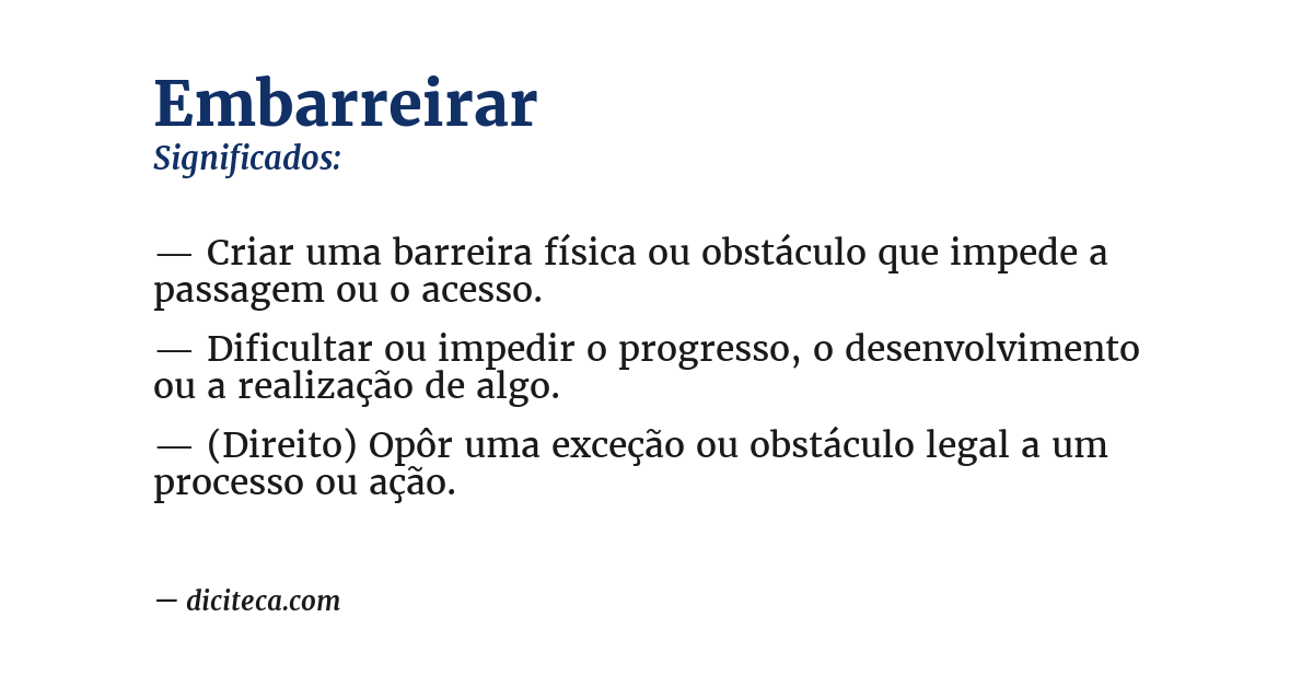 Significado de embarreirar