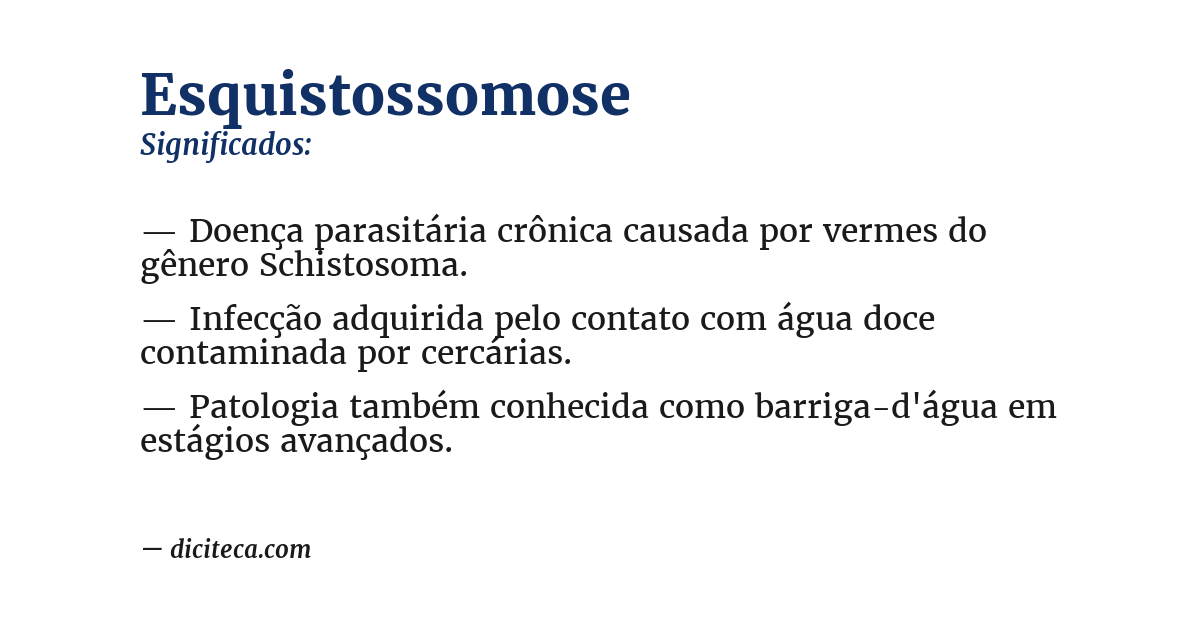 Significado de esquistossomose