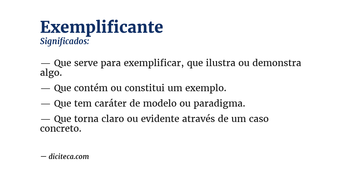 Significado de exemplificante