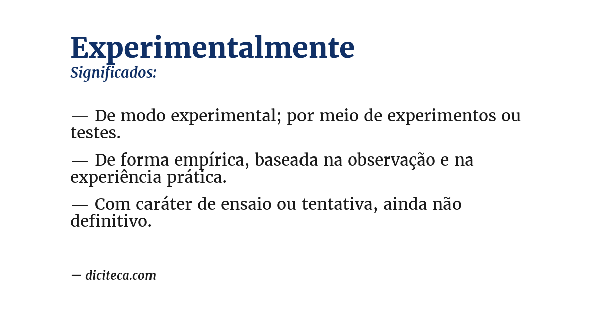 Significado de experimentalmente