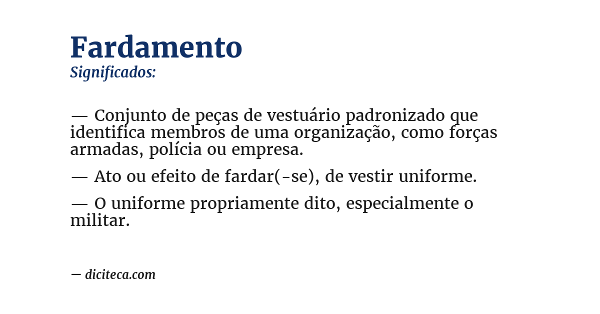 Significado de fardamento
