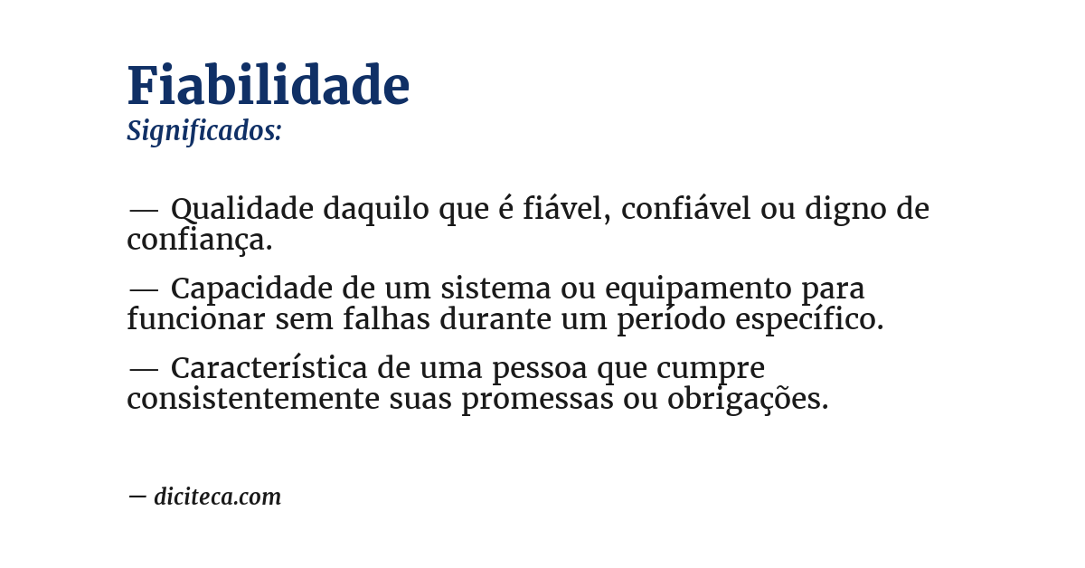 Significado de fiabilidade