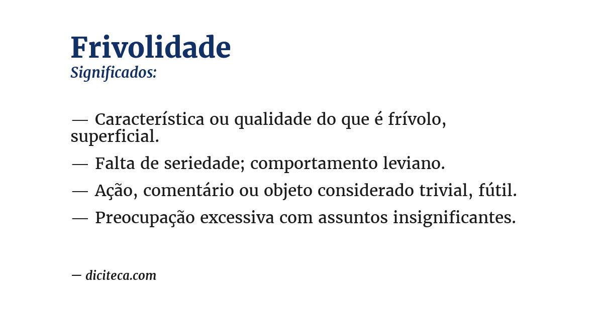 Significado de frivolidade