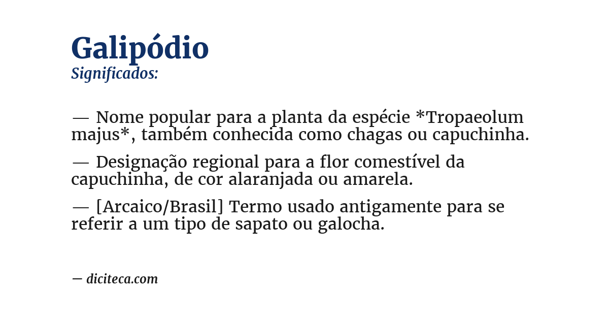 Significado de galipódio