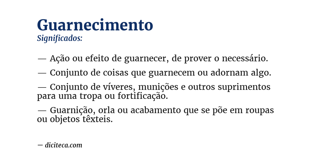 Significado de guarnecimento