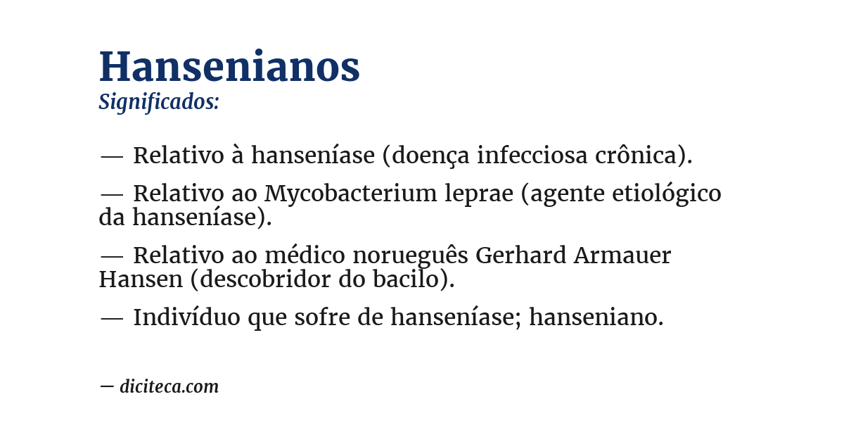 Significado de hansenianos