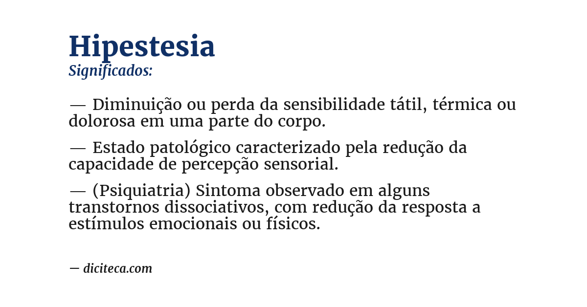 Significado de hipestesia