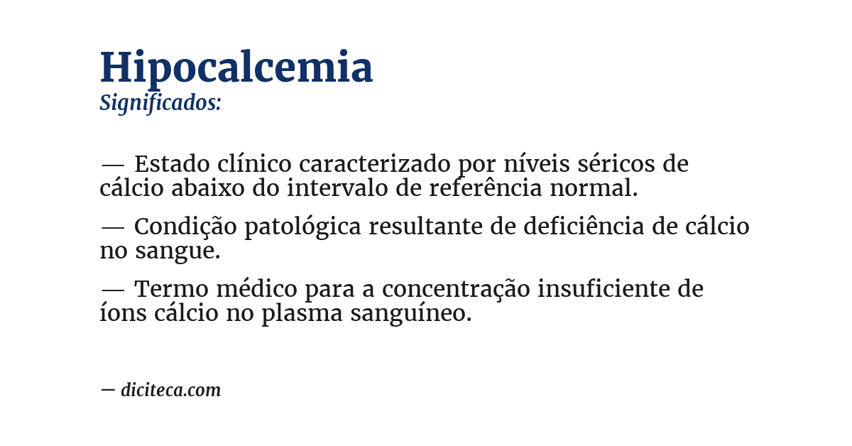 Significado de hipocalcemia
