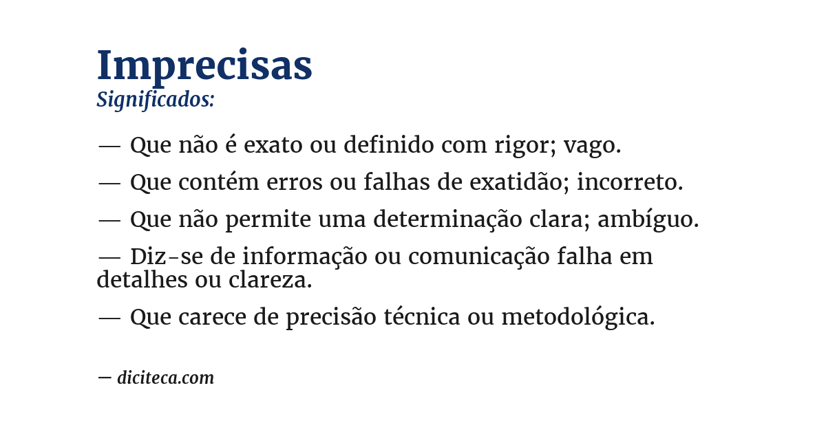 Significado de imprecisas