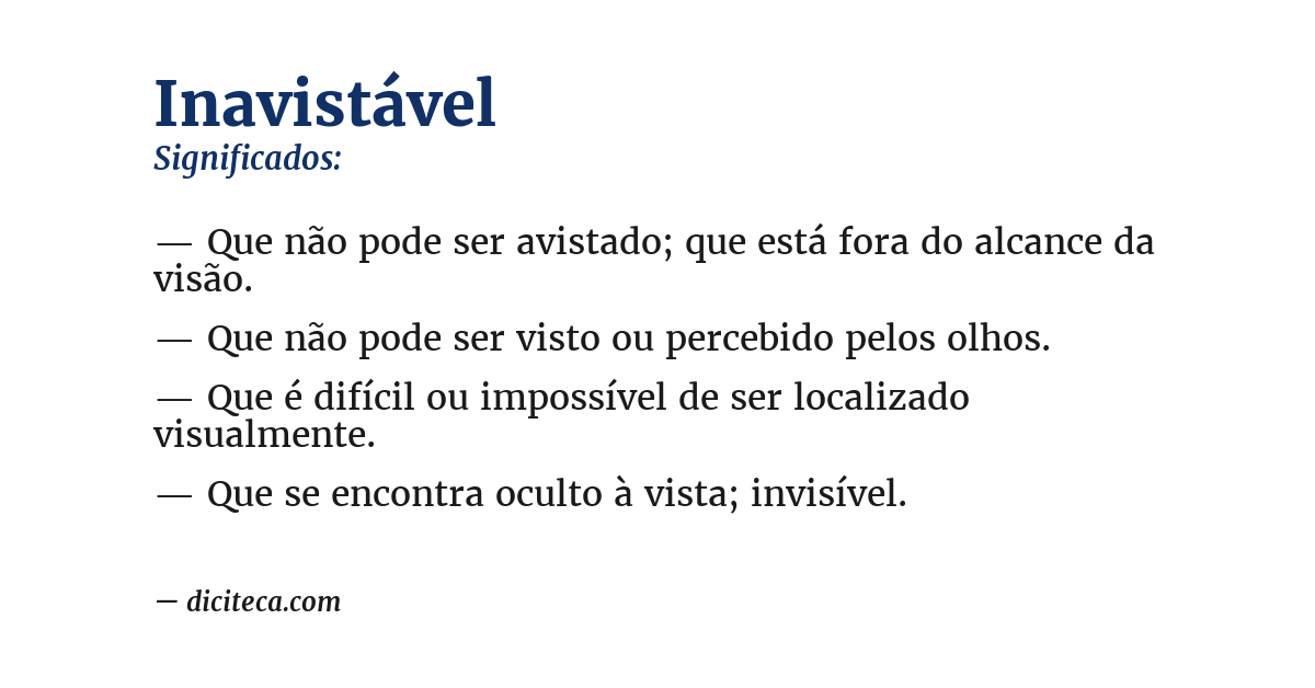 Significado de inavistável