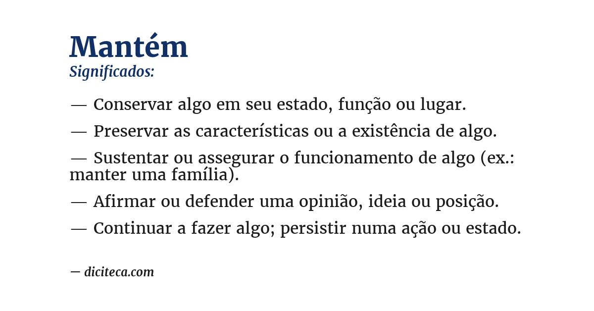 Significado de mantém