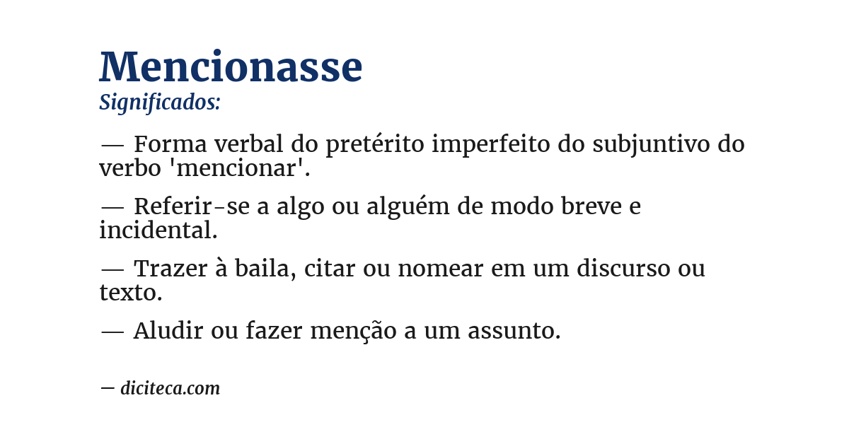 Significado de mencionasse
